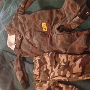 boys camouflage pants and long sleeved jumpsuit 2 pieces
